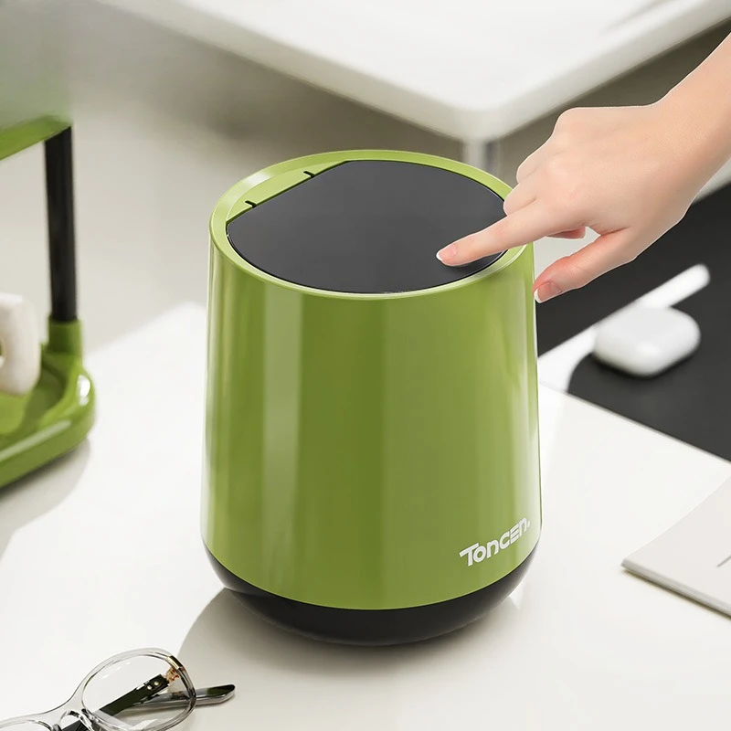 Desktop Trash Can, Home High-end Feel, Living Room Covered Trash Can, Office Large-capacity Thickened Storage Bucket