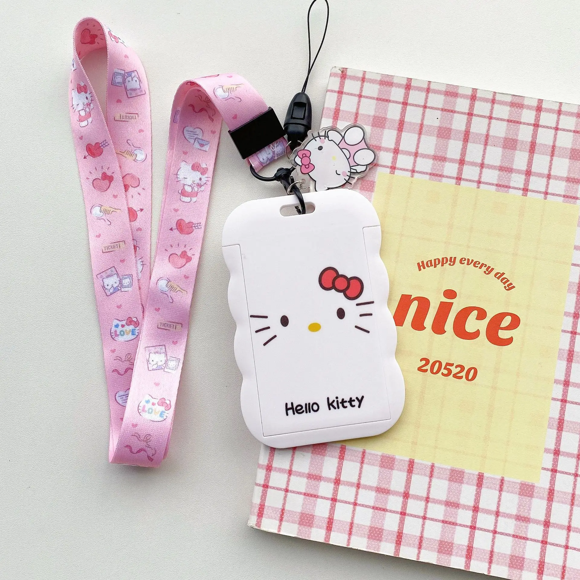 Kawaii Sanrio Keychain Pendant Hellokitty Kuromi Cinnamoroll Cute Card Holder Plastic Lanyard Card Holders For Student Gifts image 2