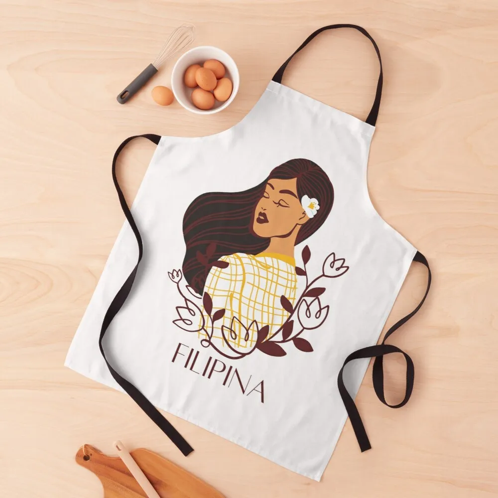 Lovely Filipina Pinay Filipiniana Filipino with Sampaguita Flower Apron Kitchen things Apron for kitchen woman work apron