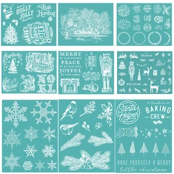 Peace Joyful Christmas Snowflake Reusable Self-Adhesive Silk Screen Printing Used on Wood Glass Plastic Acrylic DIY Stencils