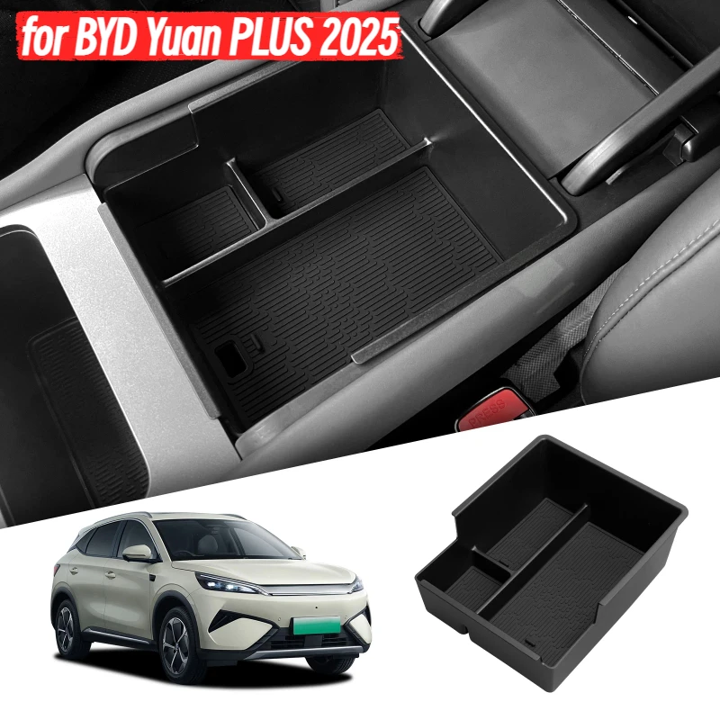

Для BYD Yuan PLUS 2025: Органайзер-вкладыш для центральной консоли, противоскользящий лоток для хранения, аксессуар для интерьера автомобиля, черный