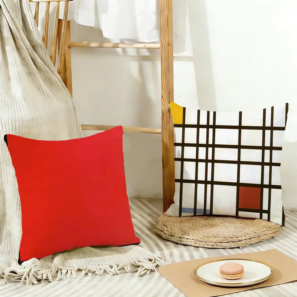 Bold Abstract Art P-Piet Cornelis Mondrian Cushion Cover Cozy Pillowcase Holiday House Interior Sofa Bedroom Accessories