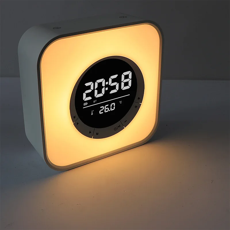 Vofull  Portable Table USB Radio Alarm Clock Hot Selling Dual Alarm Clock RGB Colorful LED Speaker