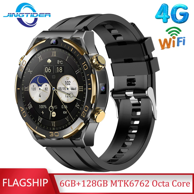 JT7 4G Android 10 OS Smart Watch Men MTK6762 Octa Core 6GB Ram 128GB Rom Dual Camera 5G Wifi GPS 4G LTE Smartwatch AMOLED Screen