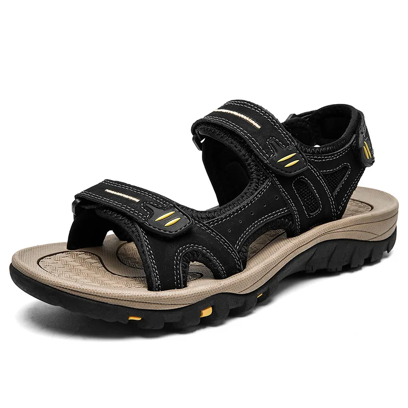 Plus Size Cowhide Men's Sandals Outdoor Men's Sports Leather Sandals Casual Beach Men's Shoes