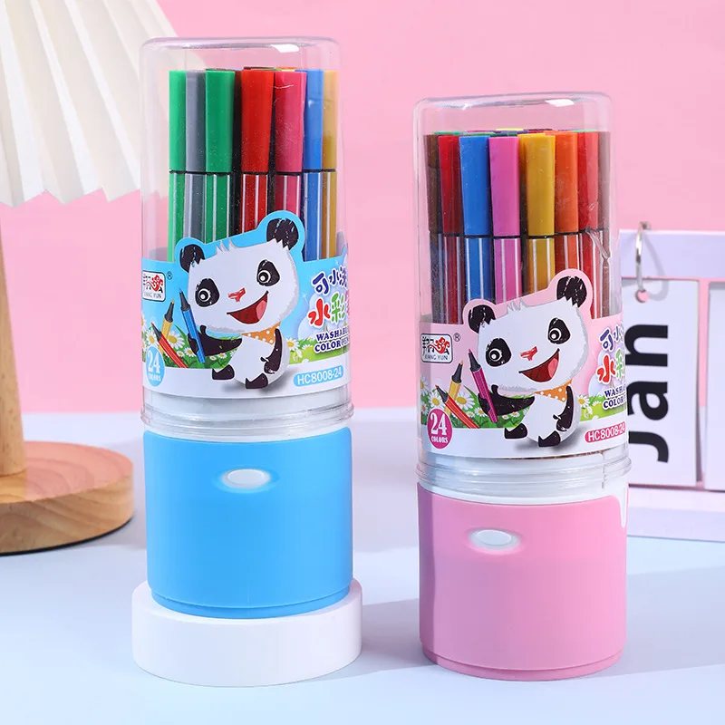 

24 Colors Children's Watercolor Pen Color Cartoon Student Painting Pen Set Stationery Art Supplies