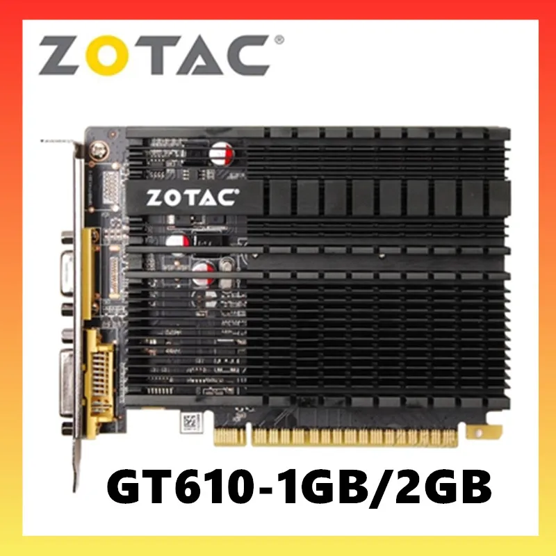 ZOTAC-비디오 카드 GeForce GT610 1GB 2GB 64Bit GDDR3 오리지널 GT610 1GD3 2GD3 Dvi VGA PCI-E 그래픽 카드, NVIDIA 용 GPU 맵