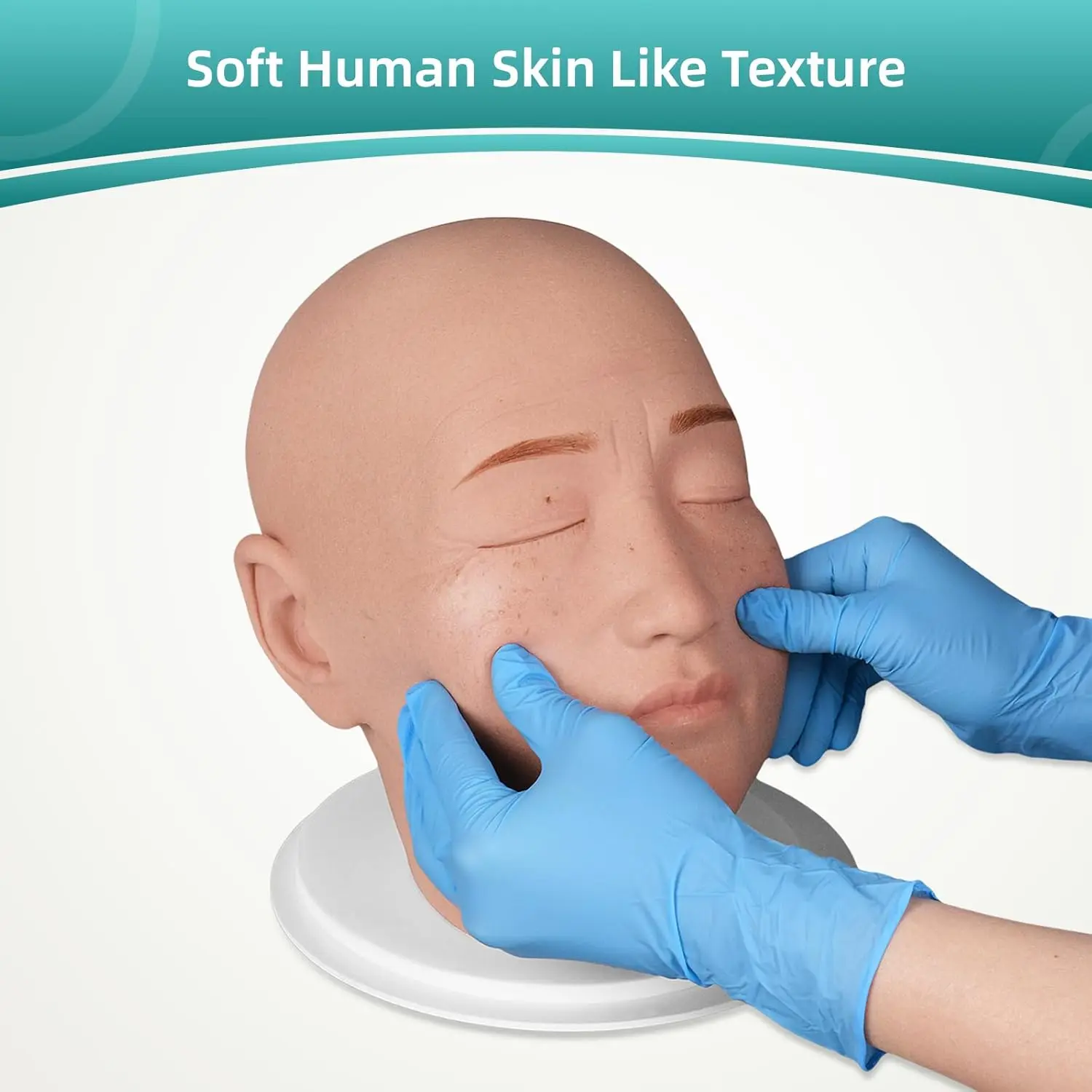 Realistic Facial Injection Head Model with Ear Mannequin Face Model Injection Training for Esthetician Medical Student Doctor