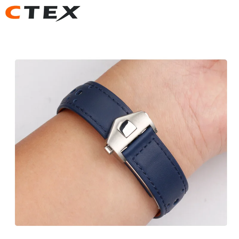 For TAG Heuer Monaco Watchband CAW211M 211P CAW211R 211T breathable 22mm Genuine Leather band Men's Folding buckle wrist strap