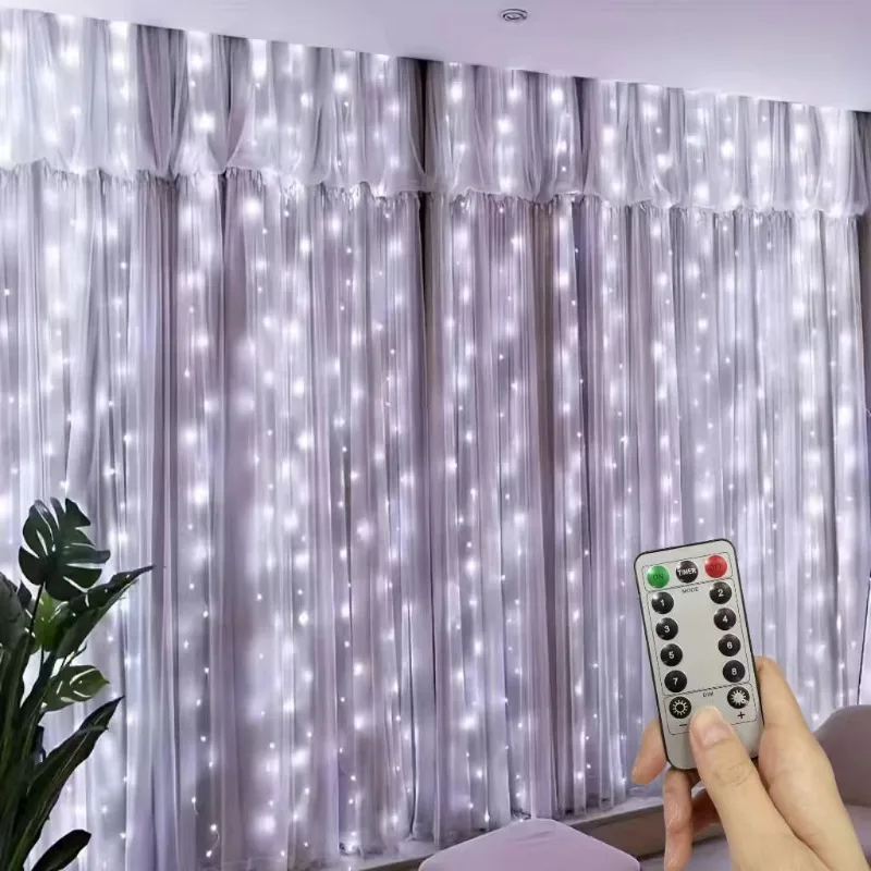 Lampu Peri LED USB Remote 3x3M/4x3M/6x3M 8 Mode untuk Dekorasi Natal, Rumah, Pernikahan, Garland, dan Liburan
