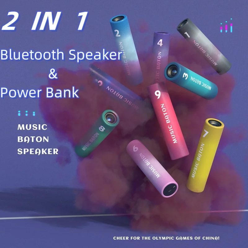 2 IN 1 Bluetooth Speaker Mini Power Bank 3000mAh Portable Charger USB C Powerbank for iPhone 16 Samsung Huawei External Battery