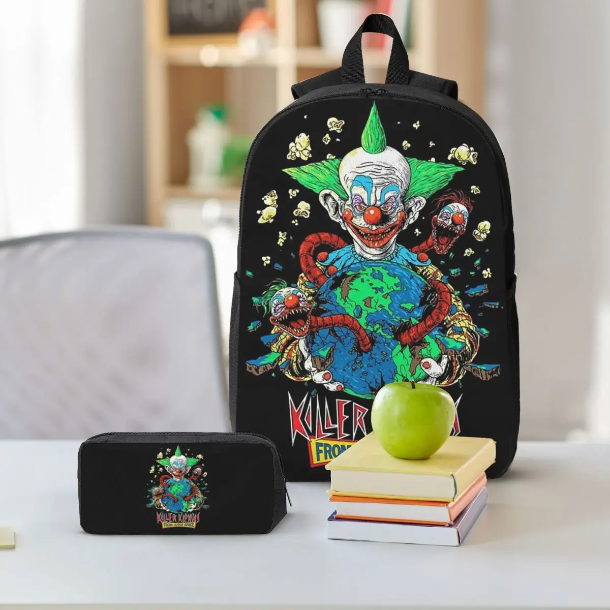 Killer Klowns From Outer Space Backpack Student BookBag School Bag Shoulder Bags 3ps Insulated Lunch Bag Pencil Case