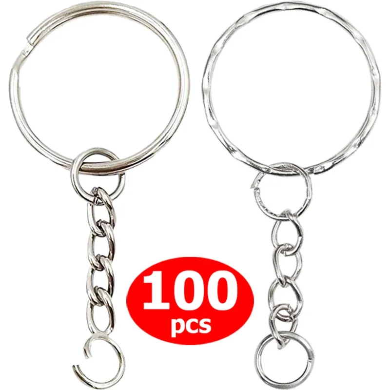 Metal Blank Keyring Keychain Split Rings Keyfob Key Rings Lobster Clasp Key Chain Key Pendant Ring Stainless Steel Rings