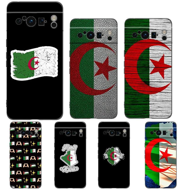 Phone Case For Google Pixel 8 A 7 6 Pro 6A 5G Black Soft Shockproof Back Cover Silicone TPU Shell Coque Algeria Flag