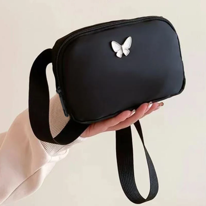 Elegant Compact Butterfly‑Design Crossbody Bag Trendy Adjustable Wide Strap Nylon Mini Purse for Women Outdoor Daily Activities
