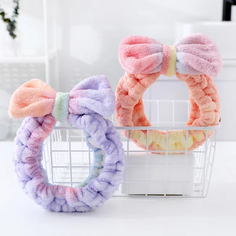 Microfiber Rainbow Bow Shower Cap Female Quick Dry Hair Towel Head Wrap Cute Princess Cap Soft Dry Hair Cap