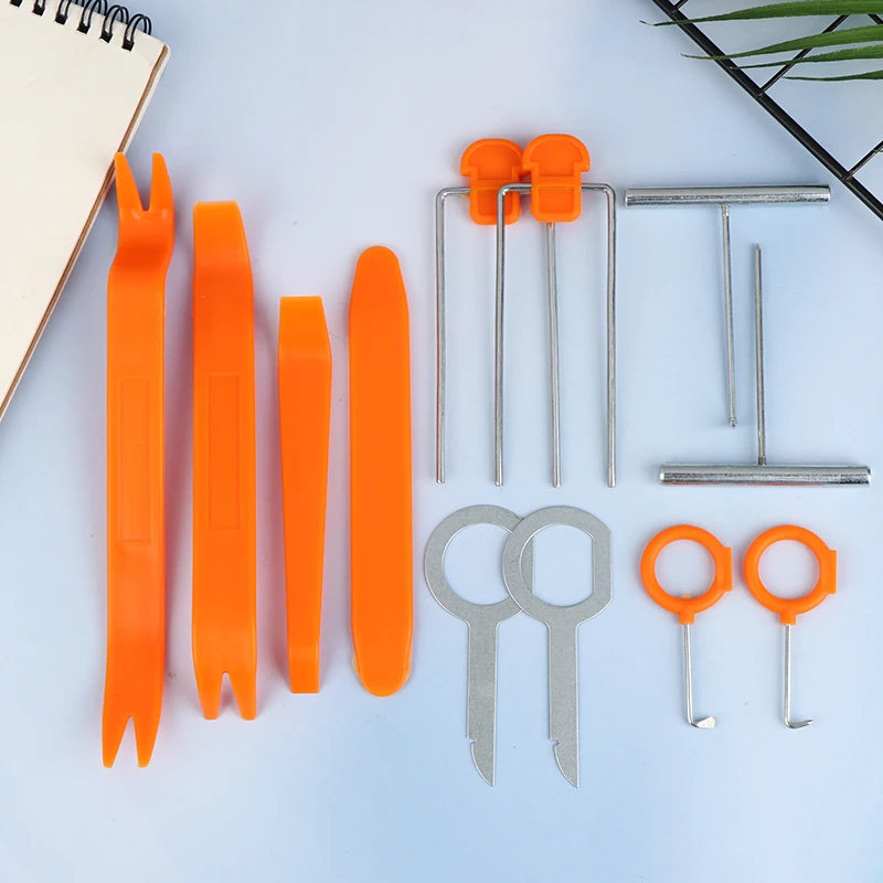 

12pcs/set Auto Door Clip Panel Trim Removal Tool Kits 4in1 Car Door Panel Audio Dash Trim Clip Pry Removal Install Refit Tool