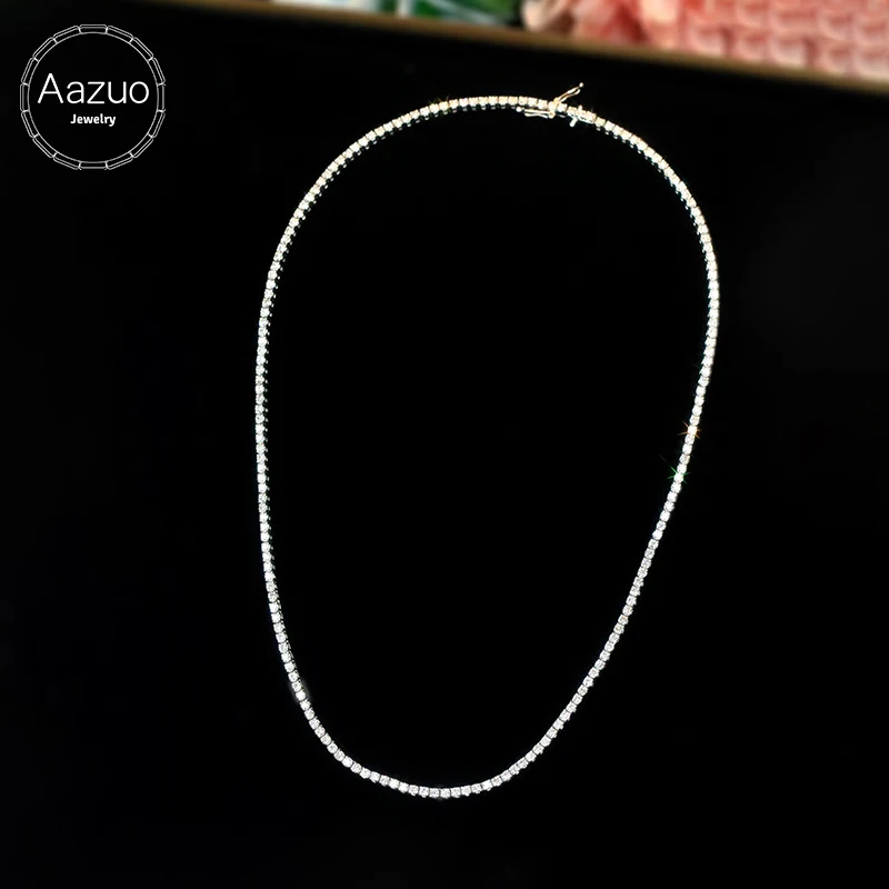 Aazuo Fine jewerly 18K Gold Real Diamonds 5.0ct H SI Luxury Classic Tennis Necklace Gife For Woman Senior Party Charm Jewelry