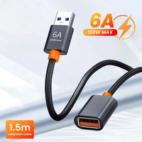 6A USB 3.0 Male To Female Extension Cord Fast Charging Data Cable For PC laptop Camera TV Gaming Mobile Phone Extender Wire 1.5m