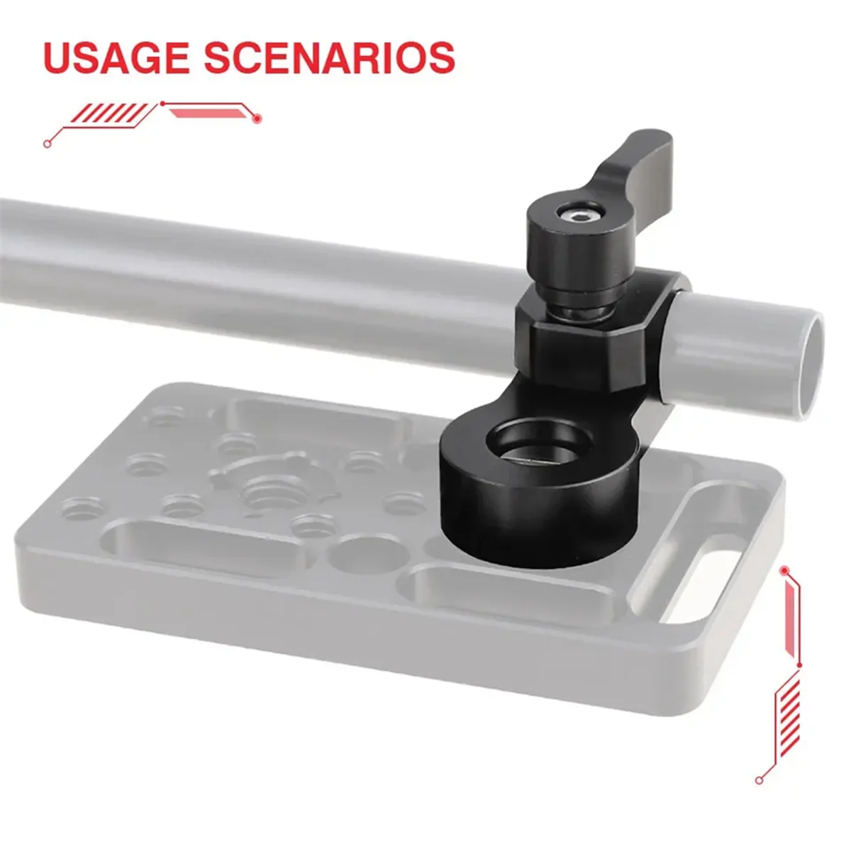 A83Z 15mm Single Rod Clamp Adapter with 3/8inch-16 Mounting Screw for DSLR Camera Cage Rig 15mm Rod Rail Support System