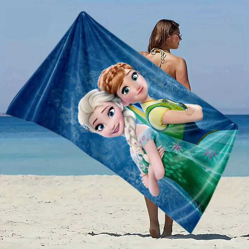

Elsa Anna Frozen Theme Beach Towel Elastic Great for Beach PoolTravel Party Swimming QuickDry Fiber Lightweight Fabric Easy Fold