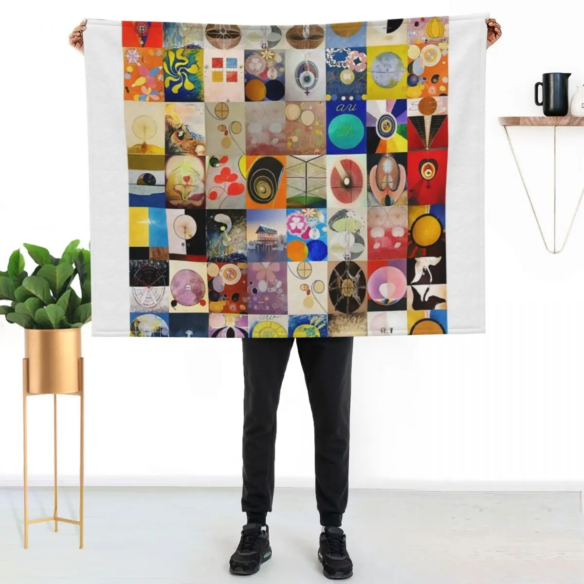 

A Collage of Hilma af Klint Artwork Throw Blanket Stain Resistant Cozy Warm Blanket