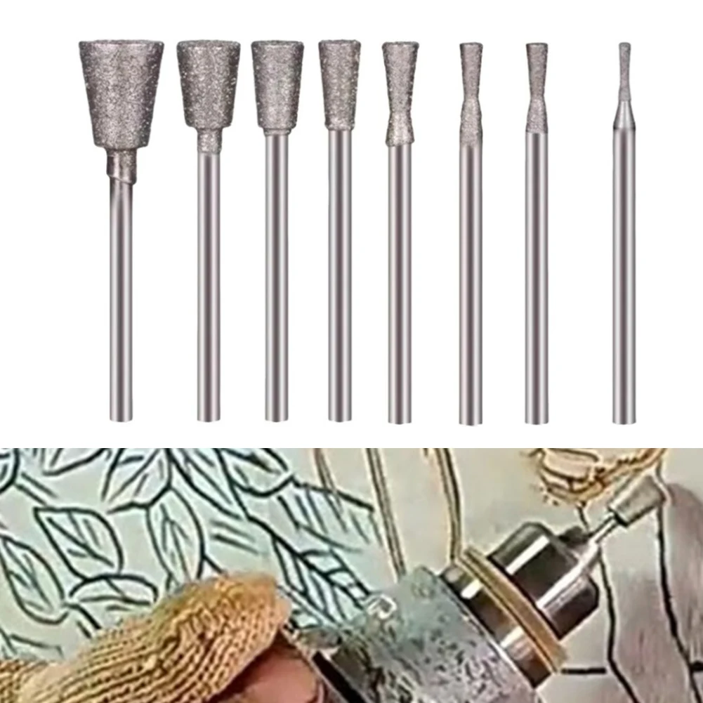 

5Pcs DIY Grinding Head 2.35mm Shank Emery Burr Grinding Engraving Bit Polishing Head Rotary Tool For Electric Grinders