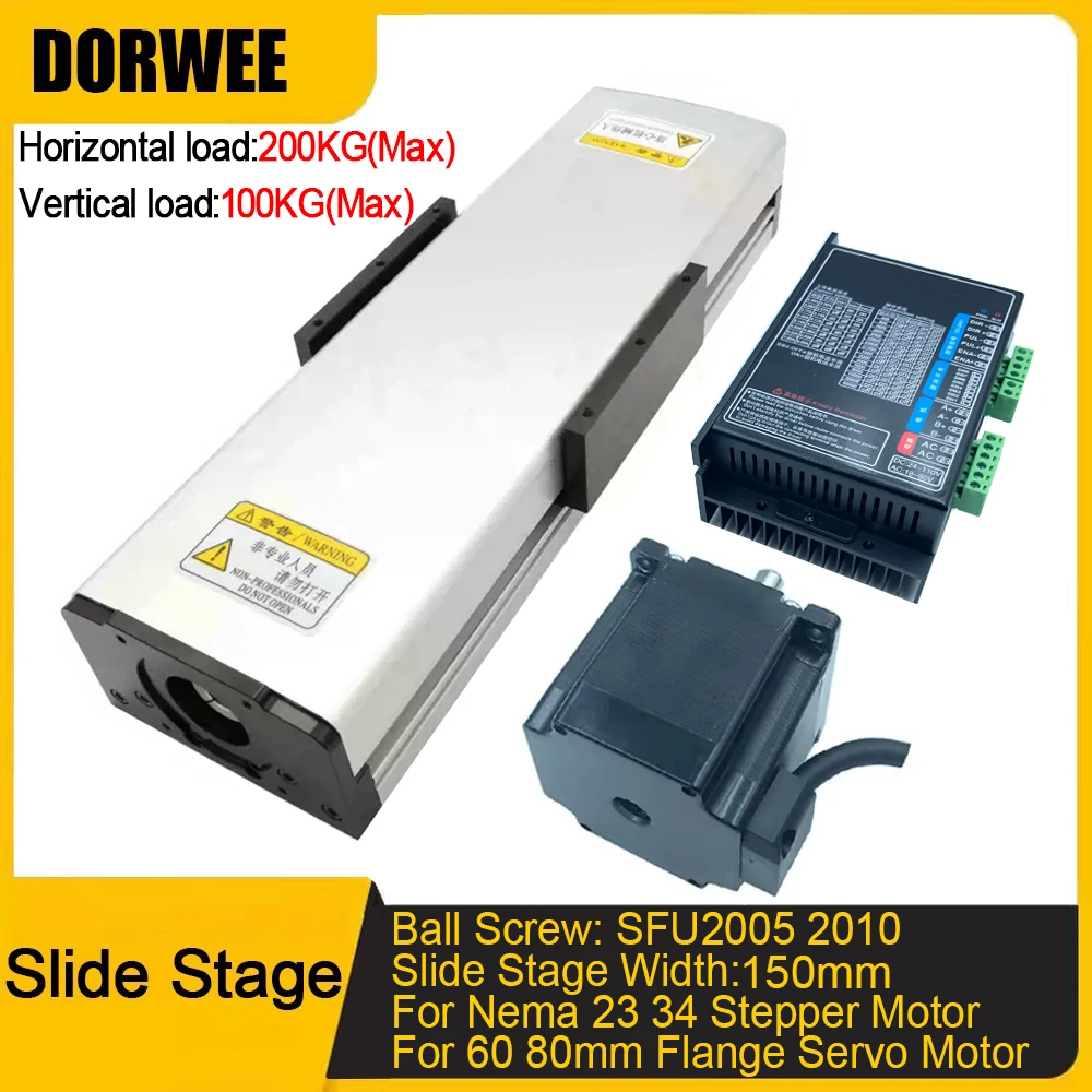 

CNC Fully Enclosed Linear Ball Screw Module Dustproof Sliding Table Heavy Duty Linear Guide Stage 150mm Width SFU2005 2505 1605