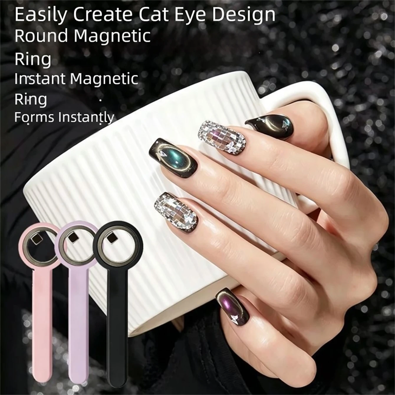 MIANEL Novo Modelo Ímã Circular Olho de Gato Ferramenta Magnética Profissional Forte para Suprimentos de Esmalte em Gel Olho de Gato 3D com Anel Oco