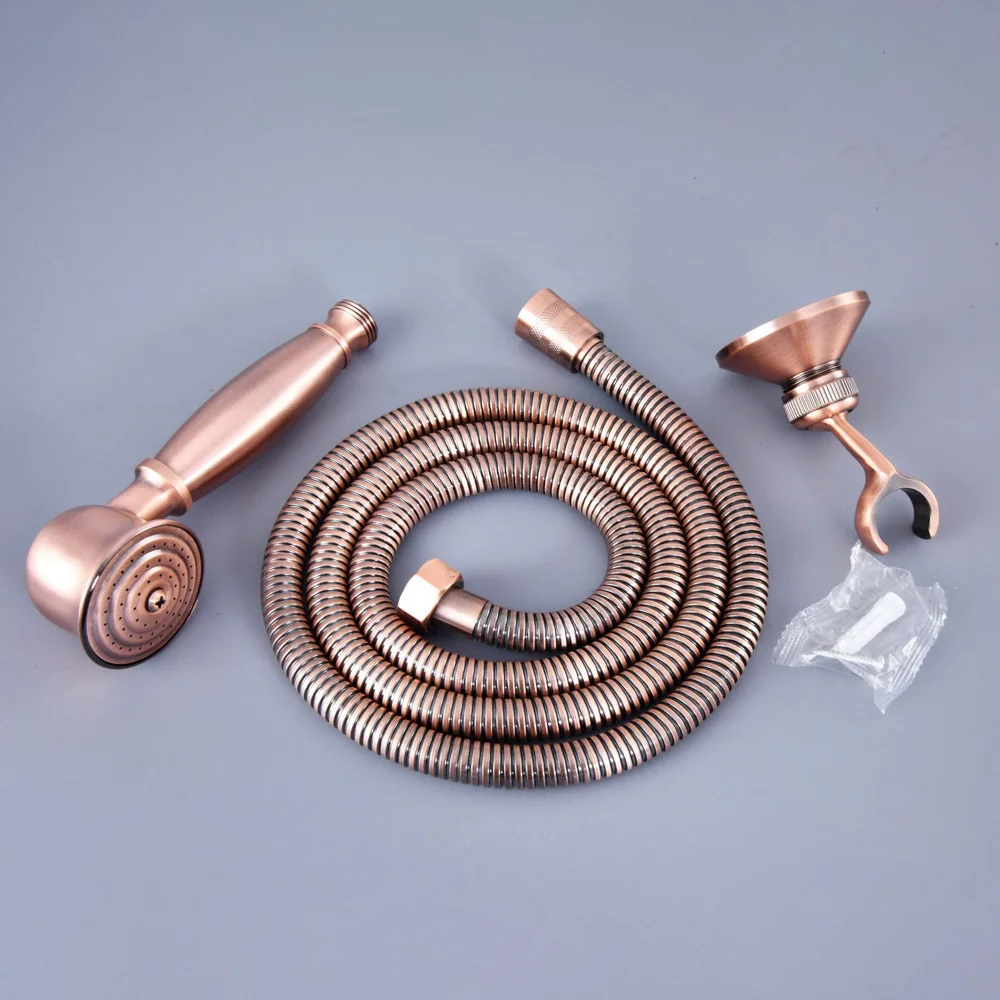 Bathroom Antique Red Copper Shower Head Set With shower holder And 1.5 M Plumbing Hose Hand Held Shower Head Nhh128