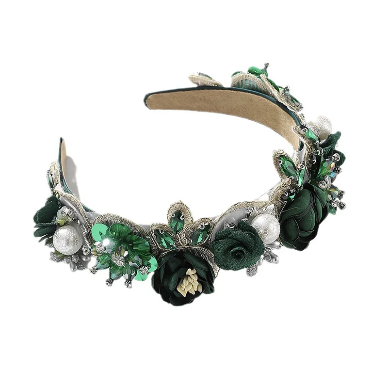 1Pc Floral Rhinestone Vintage Headband Wedding Party Vintage Outfit Handmade Floral Rhinestone Embellishment,eyecatching Design