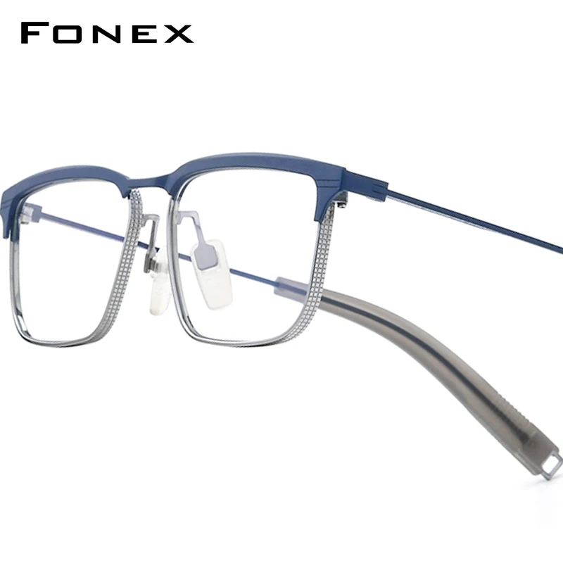 

FONEX Pure Titanium Glasses Frame Men Brand Design Square Eyeglasses Ultralight-Weight Japanese High-end Quality Eyewear DTX104