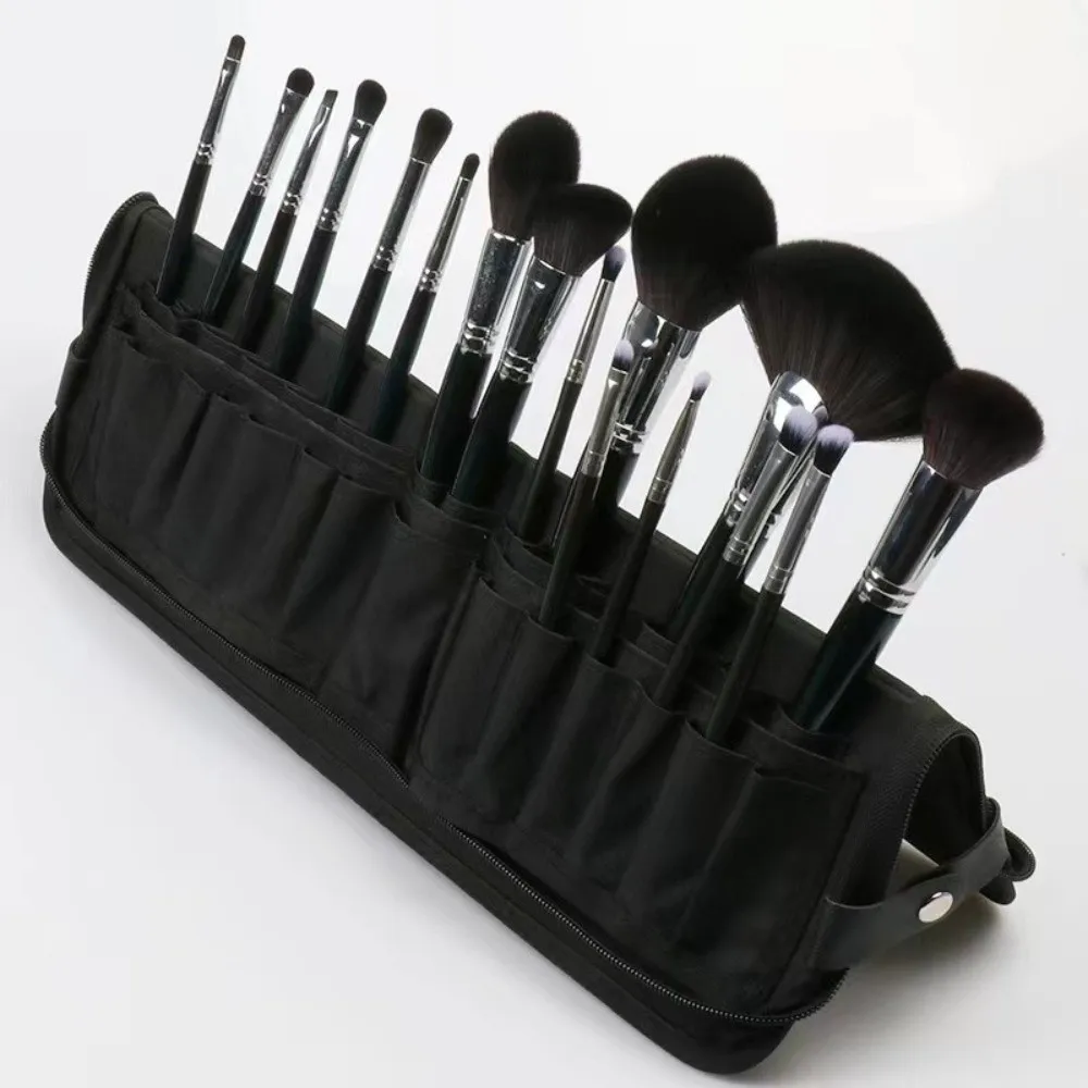 Folding Professional Cosmetic Brushes Bag Lightweight Water-resistant Upright Makeup Brush Bag Multifunctional Large Capacity