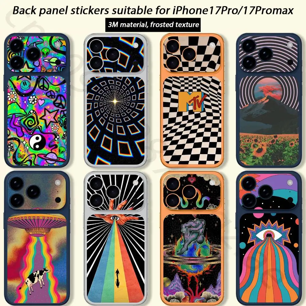 

Психоделический 3D-дизайн для iPhone 17 Pro Max / 17 Pro: полноэкранная наклейка-скин, красочная защитная пленка на заднюю панель