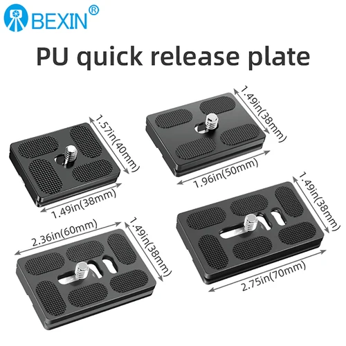 Imagen 2 del producto BEXIN Adaptador de montaje de trípode con placa de liberación rápida de aleación de aluminio universal con tornillo 1/4 para cabeza de bola y cámara Benro Arca Swiss