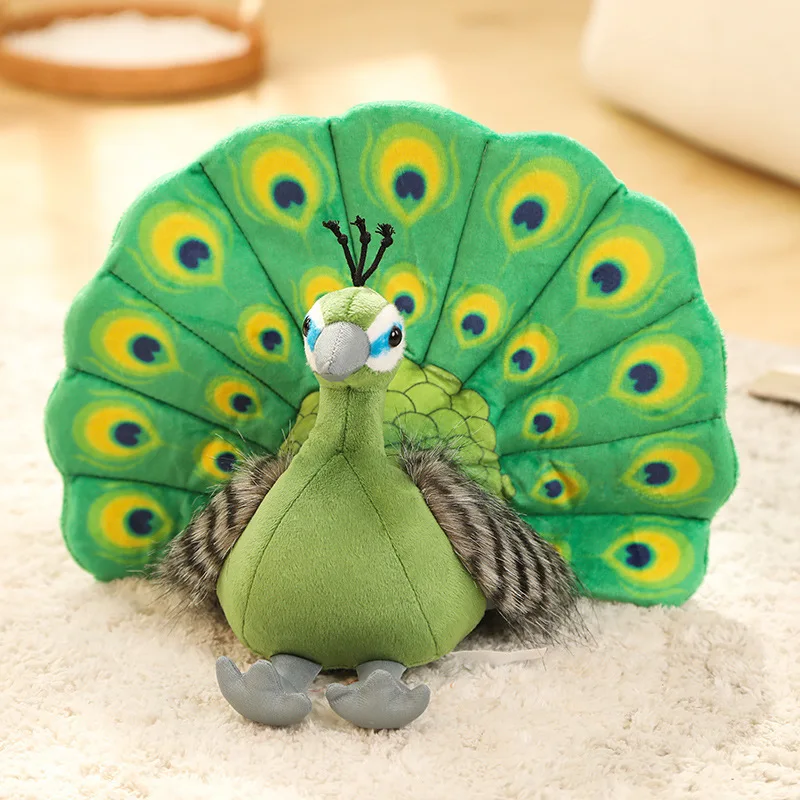 new beautiful plush peacock toy high quality green peacock bird doll birthday gift about 25x30cm e2986