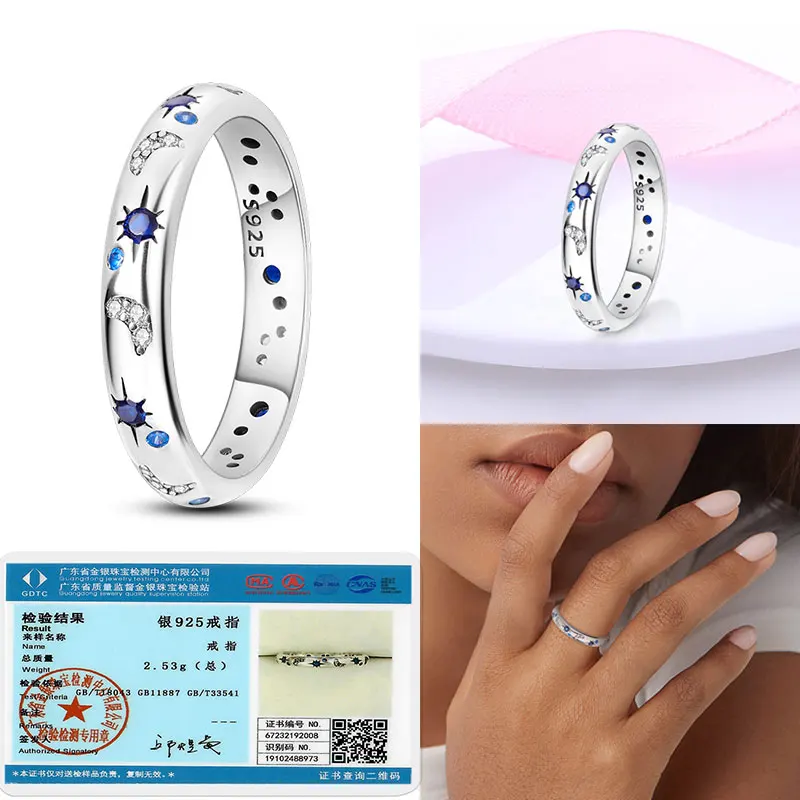 

Original 925 Sterling Silver Women Rings Sparkling Starry Night Ring Wedding Rings For Engagement Jewelry Anniversary Gift