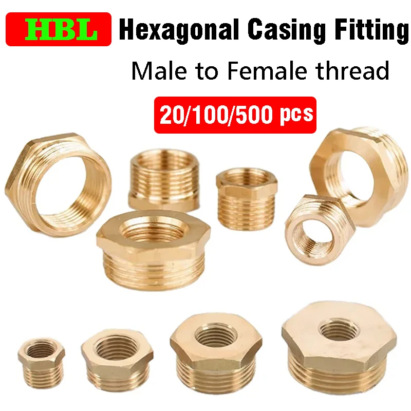 Brass Hex Bushing Reducer Pipe Fitting F To M Threaded 1/8 1/4 3/8 1/2 3/4 Reducing Copper Water Gas Adapter Coupler Connector