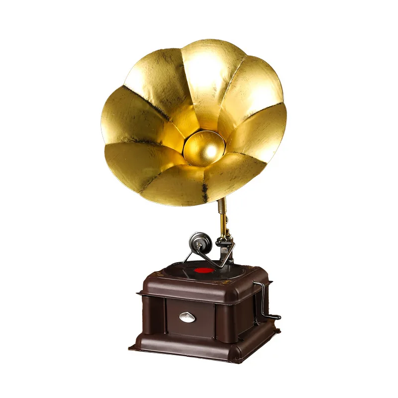 Vintage Phonograph Miniature Model Retro Decor for Coffee Shop Bar Window Display Photo Prop