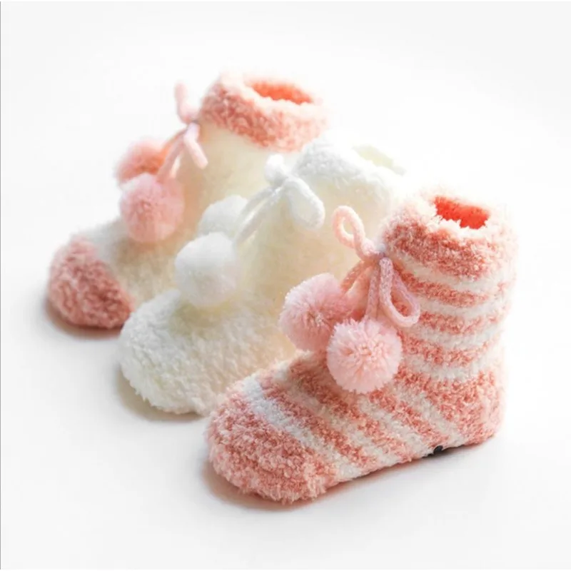 

3pair Winter and Autumn Coral Velvet Thickened Socks for 0-3T Baby Warm Anti Slip Loose Mouth Not Tight Indoor Floor Socks