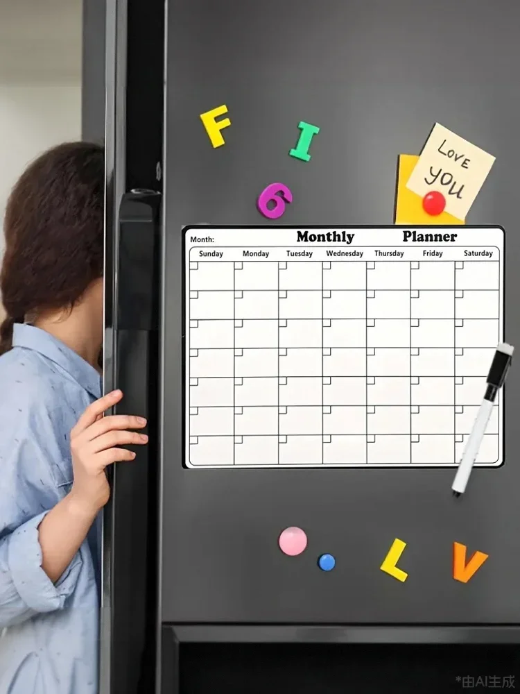 

Refrigerator magnet monthly calendar magnetic sticker Magnetic sticker can be erased waterproof weekly calendar planning