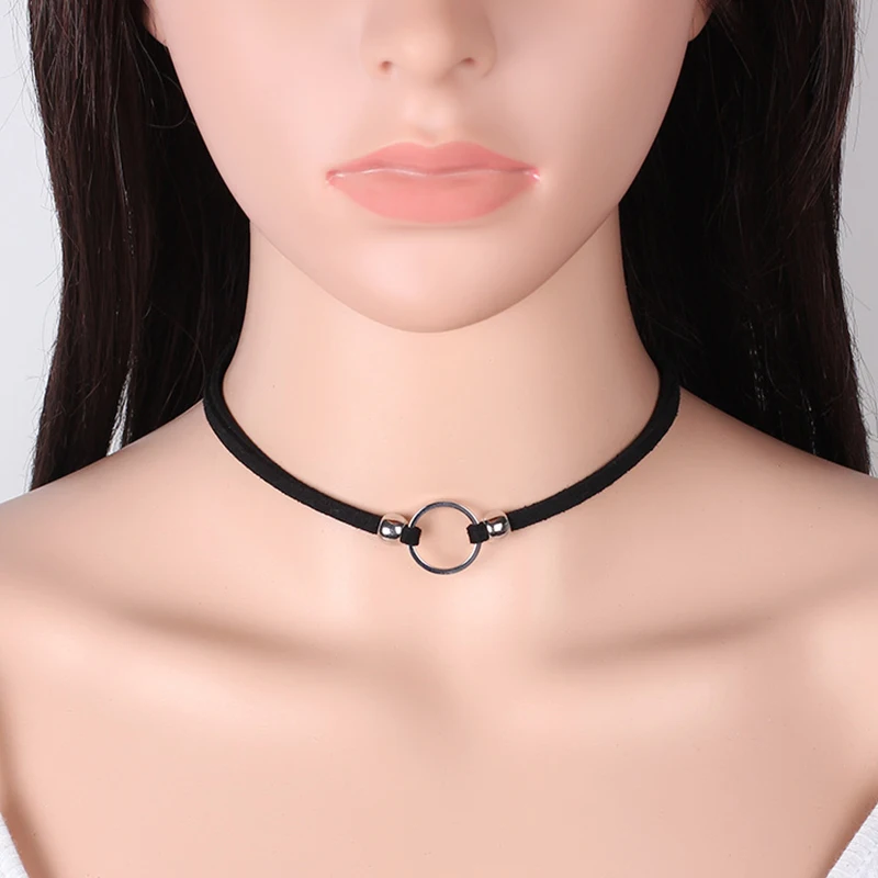 Simple Black Choker Necklace Set Velvet Satin Gold Color Metal Round Adjustable Size Women Fashion Jewelry