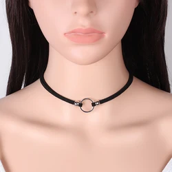 Simple Black Choker Necklace Set Velvet Satin Gold Color Metal Round Adjustable Size Women Fashion Jewelry