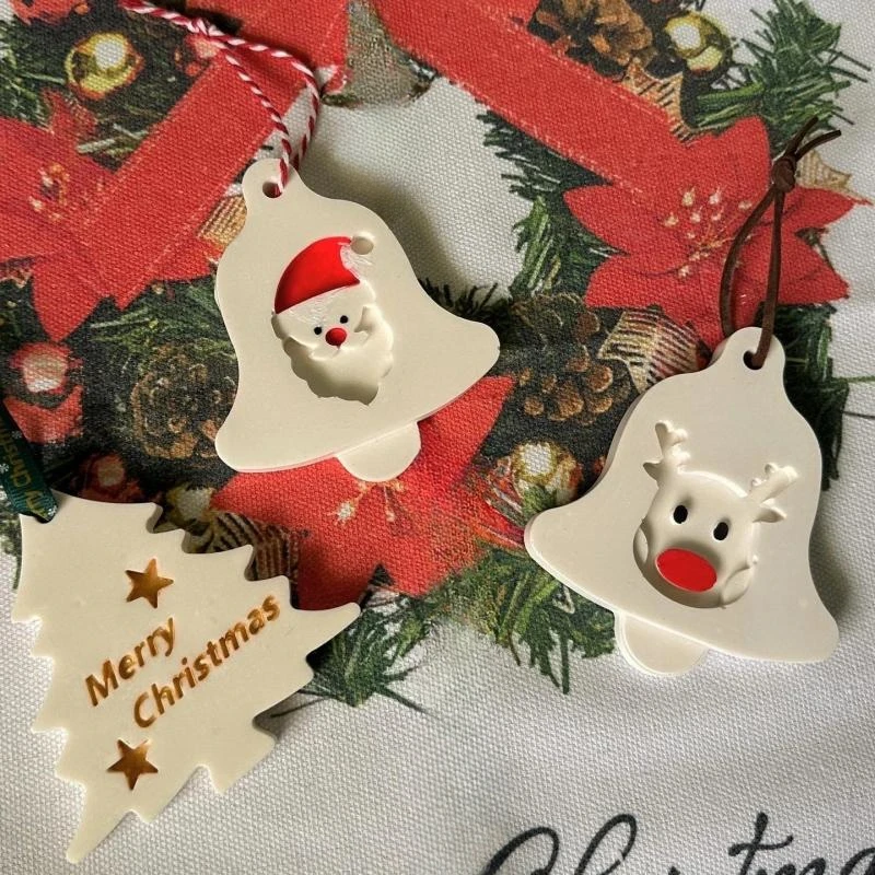 Christmas Aroma Wax Pendant Silicone Mold Xmas Fragrance Gypsum Plaster Molds Cement Clay Crafts Decoration