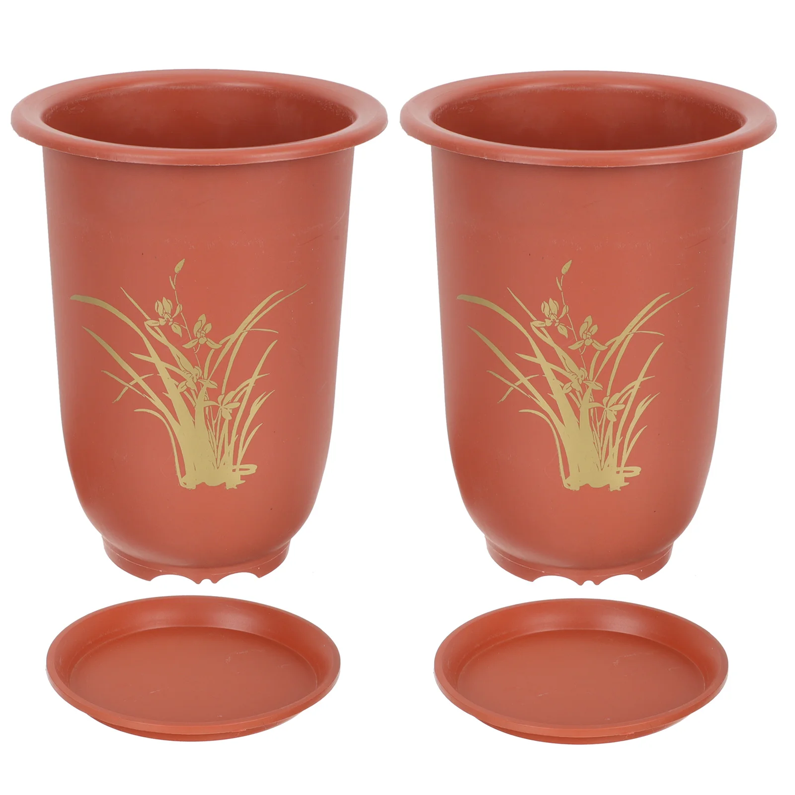 

2 set 2 Sets Imitation Purple Sand Flowerpots Rounded Planters with Tray Orchid Nursery Pot Plastic for Garden