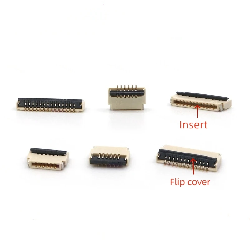 10PCS 0.5mm Spacing FFC/FPC Connector Front Plug Rear Flip Cover 1.0H Double-Sided Connection Flexible Cable Socket