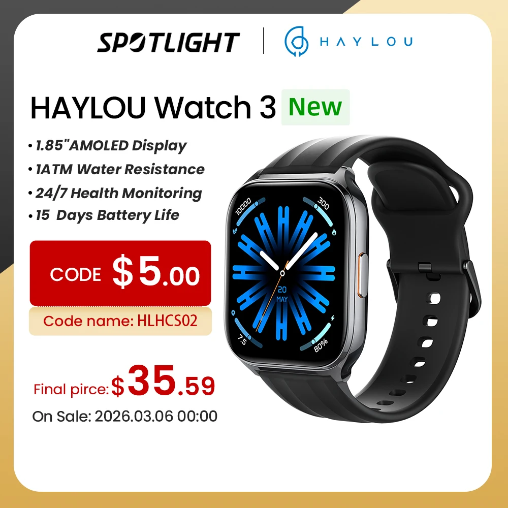 HAYLOU Watch 3 Smartwatch with Voice Calling, 1.85in AMOLED Screen
