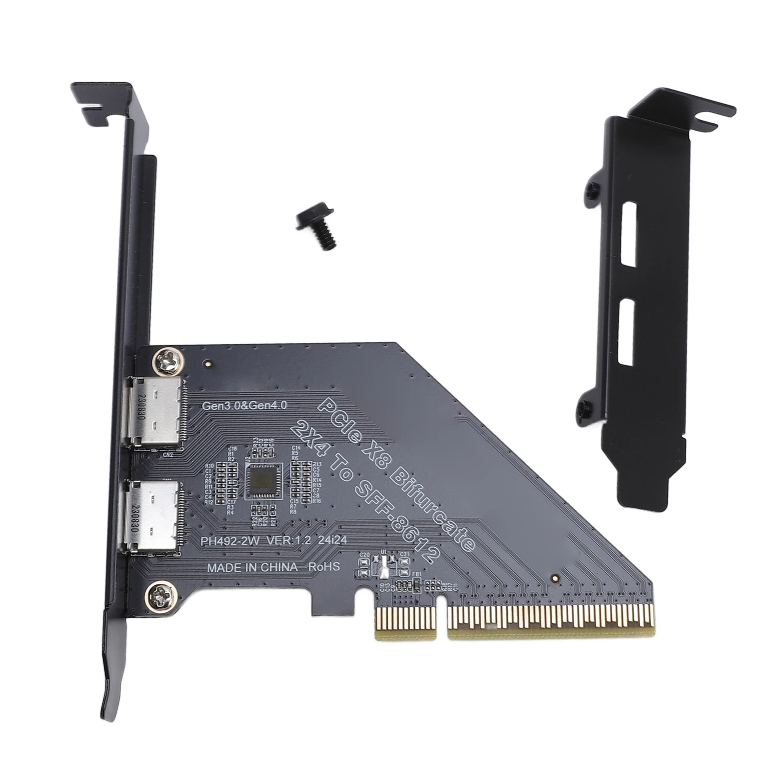PCIe 4.0X8 naar Oculink Adapterkaart Hoge snelheid gegevensoverdracht 128 GT/s SFF 8612 Veilige externe grafische kaart voor NVMe SSD GPU