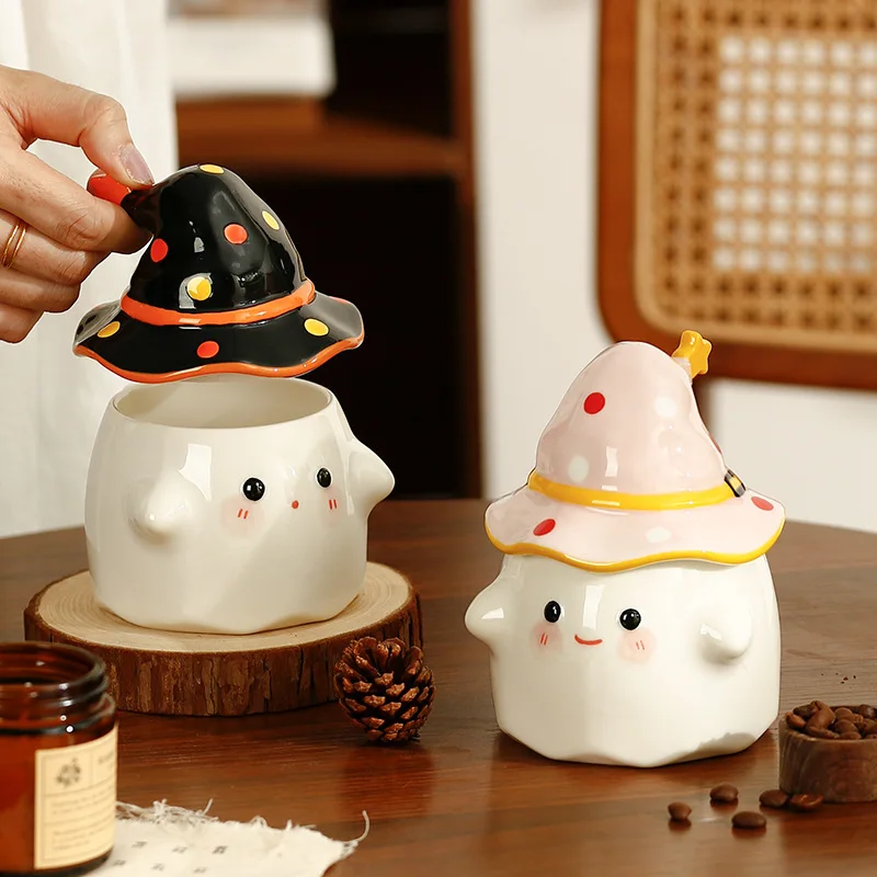 Magic Party Mugs with Lids Creative Personality Halloween Cups Household Quirky Water Mugs Souvenirs Cute Ceramic Coffee Cups