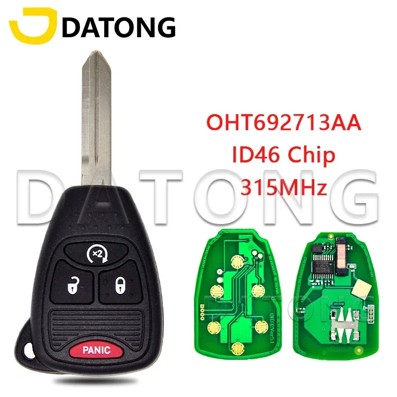 

Datong World Car Remote Control Key For Chrysler Country Dodge 200 Jeep Convertible Sebring ID46 Chip 315MHz FCCID OHT692713AA